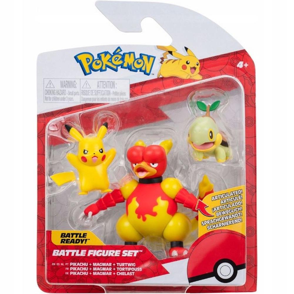 Figurki POKEMON 3-pak pikachu + turtwig + magmar dla dziecka 