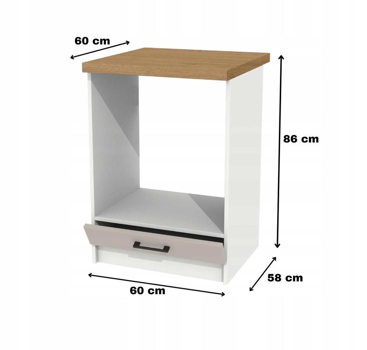 Szafka kuchenna dolna 60x86x60 cm pod piekarnik kaszmir z blatem dąb kamienny szuflada czarne uchwyty do kuchni nr. 2