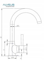 Bateria kuchenna Alveus Karina 35 mm kran chrom do kuchni  - Miniaturka zdjęcia nr 3