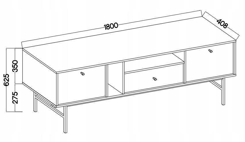 Szafka rtv 180 cm avila beżowa pod telewizor stelaż metal nogi I uchwyty nr. 3