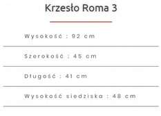 Krzesło drewniane ROMA 3 45x41x97 cm tapicerowane do kuchni jadalni z litego drewna biało-szare  - Miniaturka zdjęcia nr 3