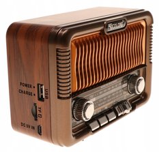 Radio RETRO  przenośne z funkcją bluetooth mp3 usb ładowane solarnie do ogrodu - Miniaturka zdjęcia nr 4