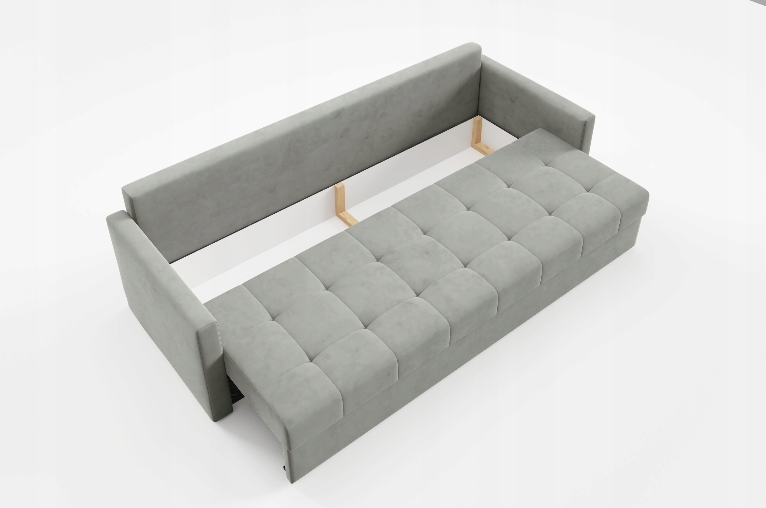 Kanapa IVIO 230x87x86 cm sofa z funkcją spania rozkładana velvet welur jasnoszara do salonu nr. 8