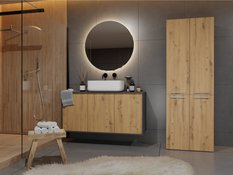 Słupek łazienkowy NEL 1K DD 174x60x30 cm szafka łazienkowa kosz na pranie regał antracyt dąb artisan bestseller - Miniaturka zdjęcia nr 8