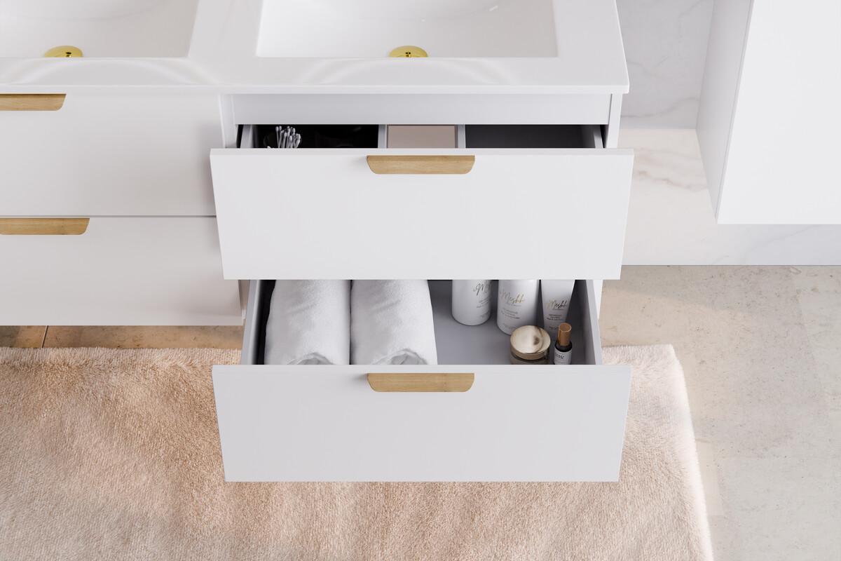 Szafka łazienkowa pod umywalkę 60 cm Aster White biała gładka do łazienki  nr. 5