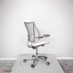 Fotel biurowy Humanscale Liberty – ergonomiczny, siatkowe oparcie, skórzane siedzisko Ticino, mechanizm automatyczny szary - Miniaturka zdjęcia nr 5