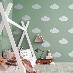 NAKLEJKA NA ŚCIANĘ DO POKOJU 120x60 DZIECKA BIAŁE CHMURKI - Miniaturka zdjęcia nr 3