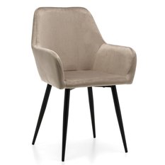 Krzesło IVO 55x88x54 cm tapicerowane welurem pikowane do jadalni lub salonu ciemnobeżowe 