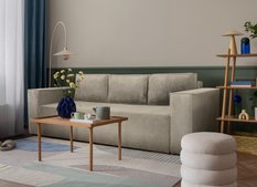 Kanapa z funkcją spania Verona 248x96x93 cm wraz z pojemnikiem, sprężyny bonell sztruks beżowy do salonu obrazek
