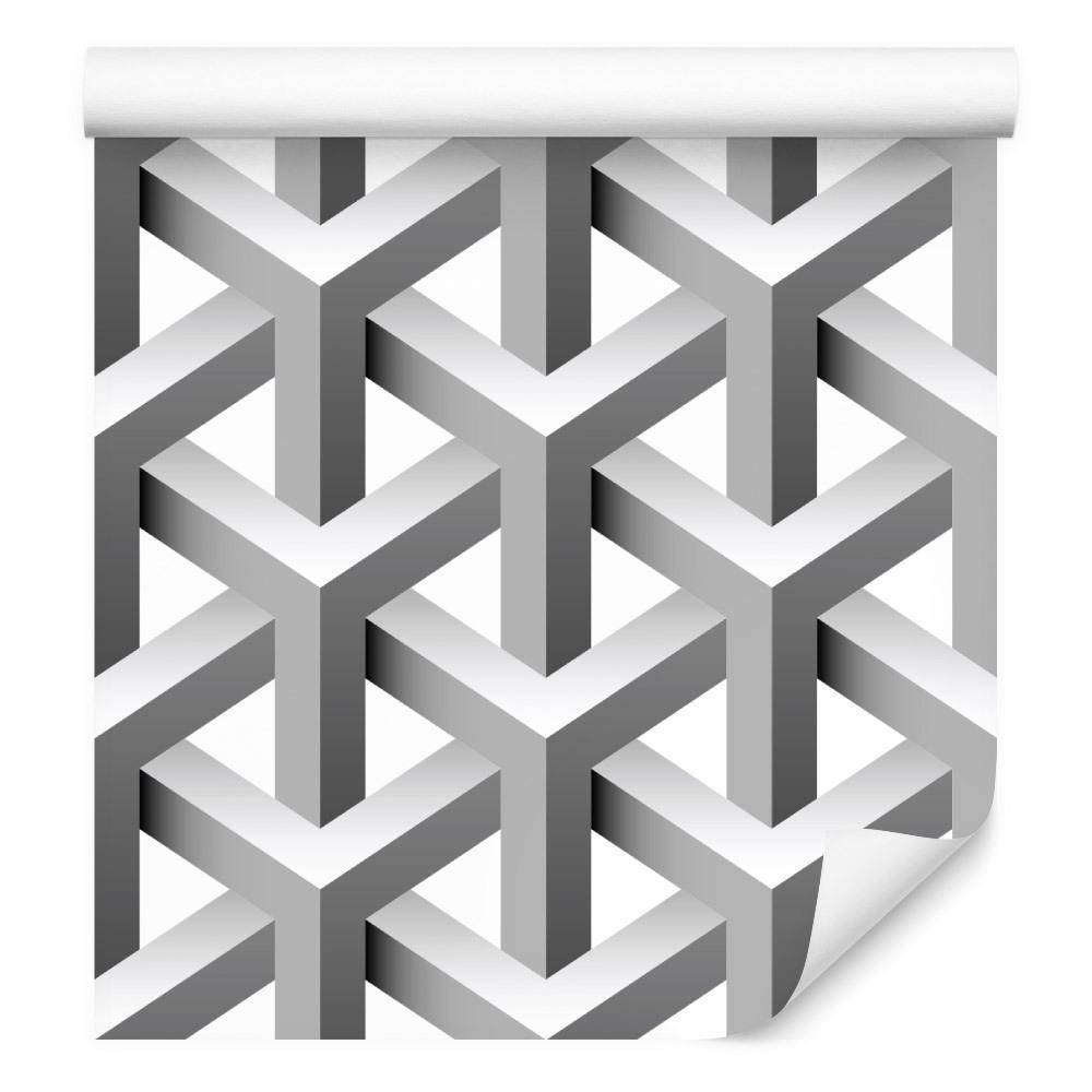 Tapeta geometryczna, efekt 3d, z głębią, do salonu 