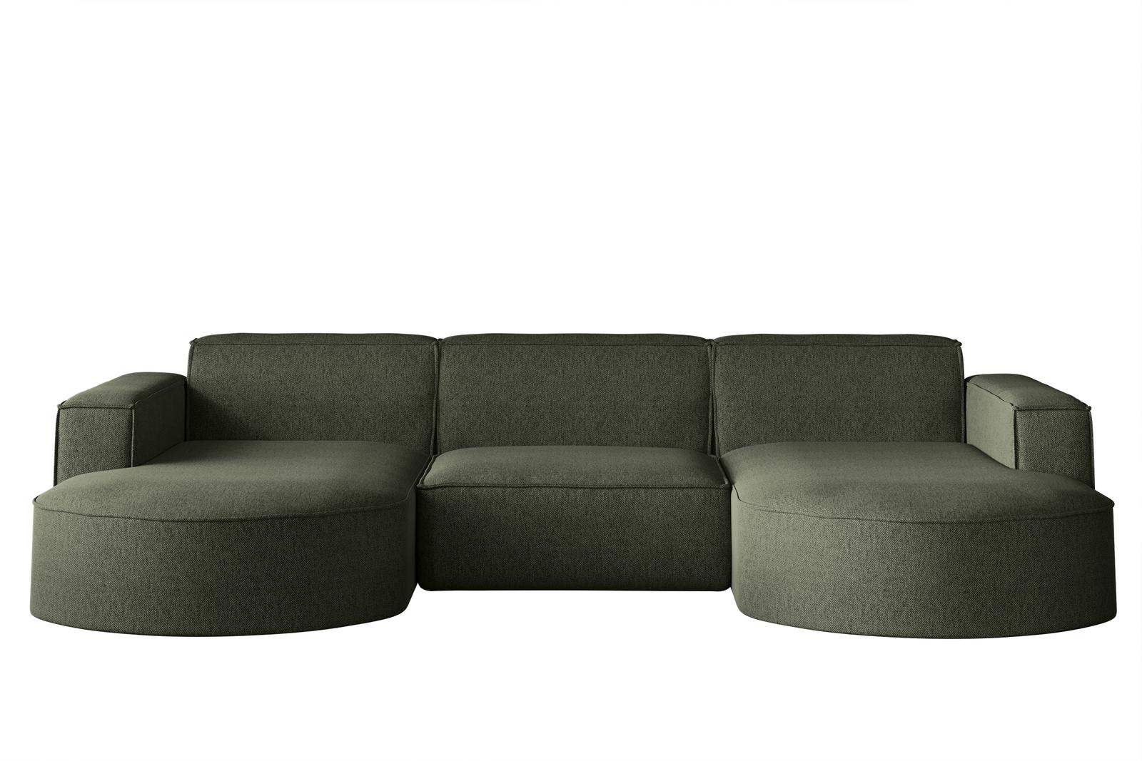 Sofa MODENA STUDIO U 299x78x165 cm w kształcie U bez funkcji spania do salonu NEVE oliwkowy