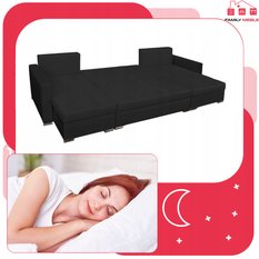 Narożnik Figo BIG 296x74x140 cm kształt U z funkcją spania i przechowywania do salonu Twist czarny - Miniaturka zdjęcia nr 7