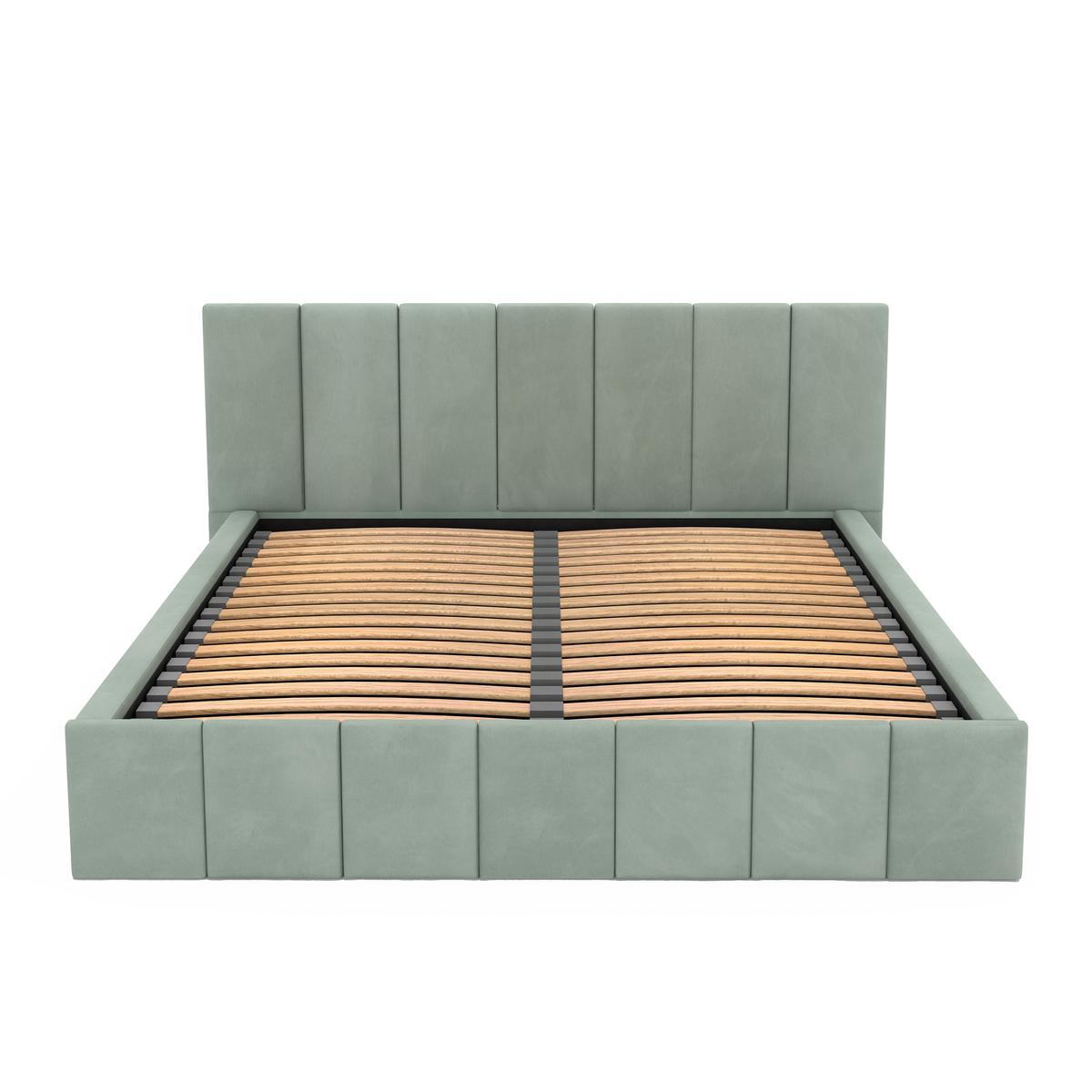 Łóżko tapicerowane 160x200 premium z pojemnikiem do sypialni miętowe wezgłowie 107 cm nr. 16