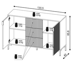 Komoda 2D Flinn 130 cm do sypialni przedpokoju czarny mat - Miniaturka zdjęcia nr 5