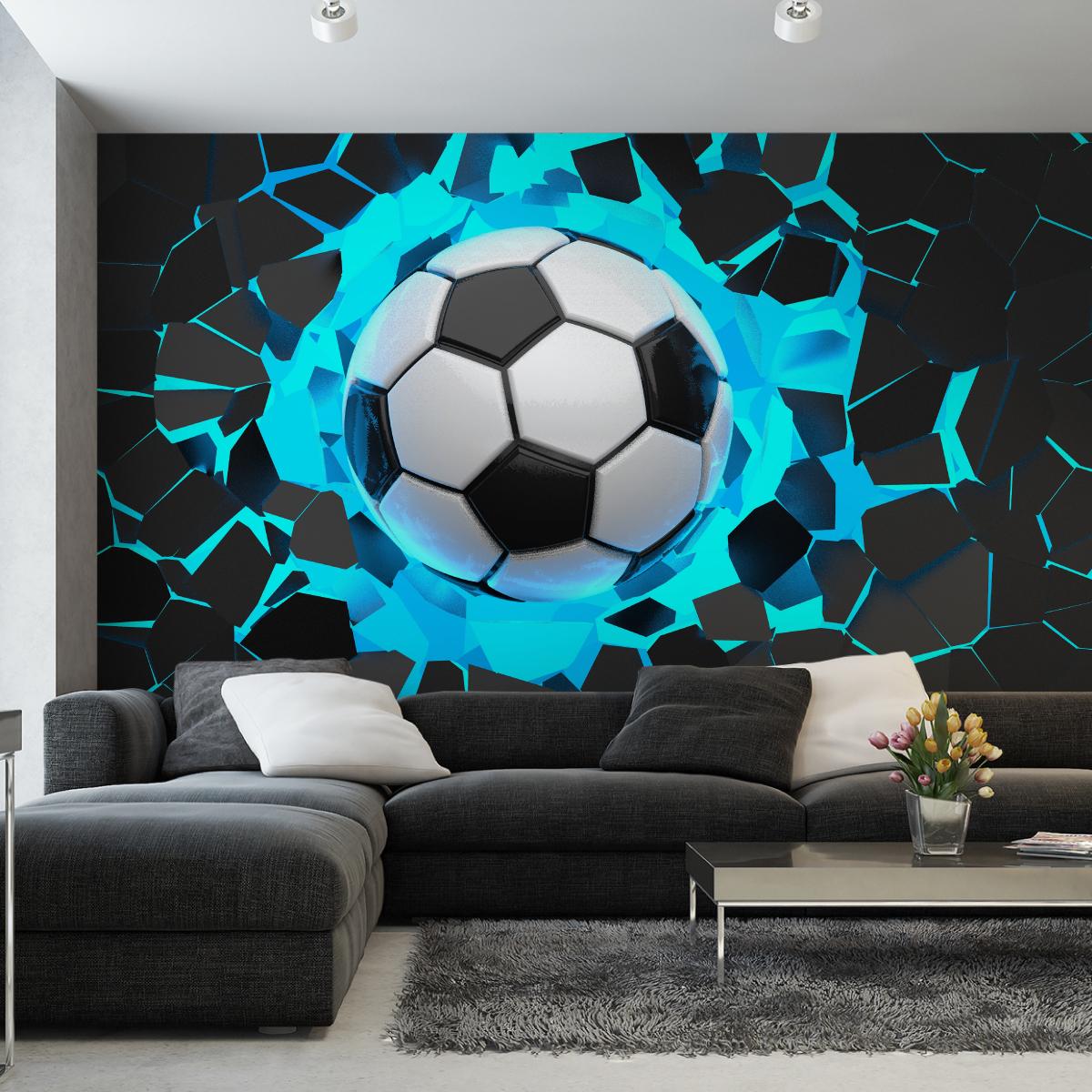 Fototapeta 3D Sport PIŁKA Nożna W Ścianie Dekoracja do Pokoju Chłopca  nr. 5