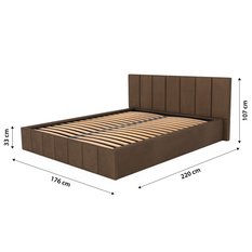 Łóżko tapicerowane 160x200 premium z pojemnikiem do sypialni brązowe wezgłowie 107 cm - Miniaturka zdjęcia nr 3