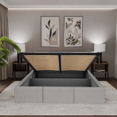 Łóżko Tapicerowane Do Sypialni 160x200 Podwójne z Pojemnikiem Szare - Miniaturka zdjęcia nr 6
