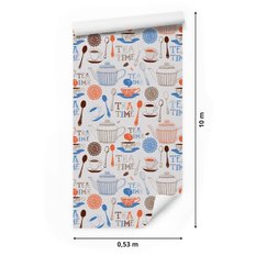 Tapeta klasyczne filiżanki herbata napisy jadalnia  - Miniaturka zdjęcia nr 2
