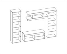 Meblościanka ANGELO 220x190x44 cm zestaw mebli do salonu witryna RTV Sonoma jasna MDF  - Miniaturka zdjęcia nr 3