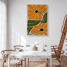 Obraz Na Płótnie Pomarańczowe Kwiaty Liście Styl Boho Natura 80x120cm - Miniaturka zdjęcia nr 4