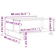 Stolik kawowy 80x80x36,5 cm z praktyczną półką przydymiony dąb do salonu - Miniaturka zdjęcia nr 9