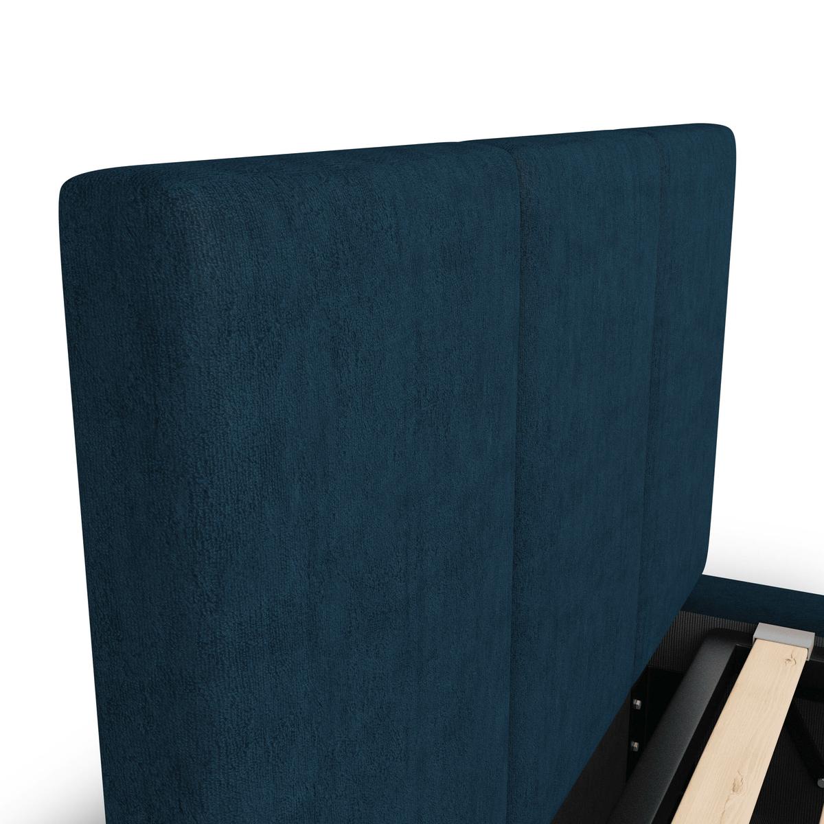 Łóżko Pojedyncze 90x200cm łóżko tapicerowane z pojemnikiem granatowe do sypialni wezgłowie 110 cm nr. 8