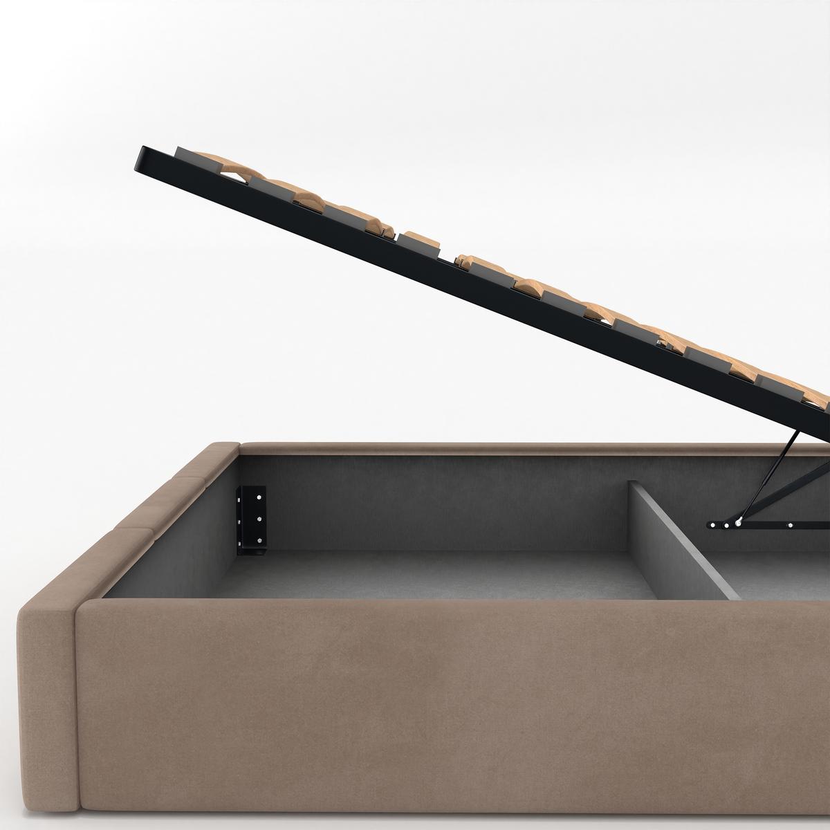 Łóżko Pojedyncze 90x200cm łóżko tapicerowane z pojemnikiem beżowe do sypialni wezgłowie 120 cm nr. 10