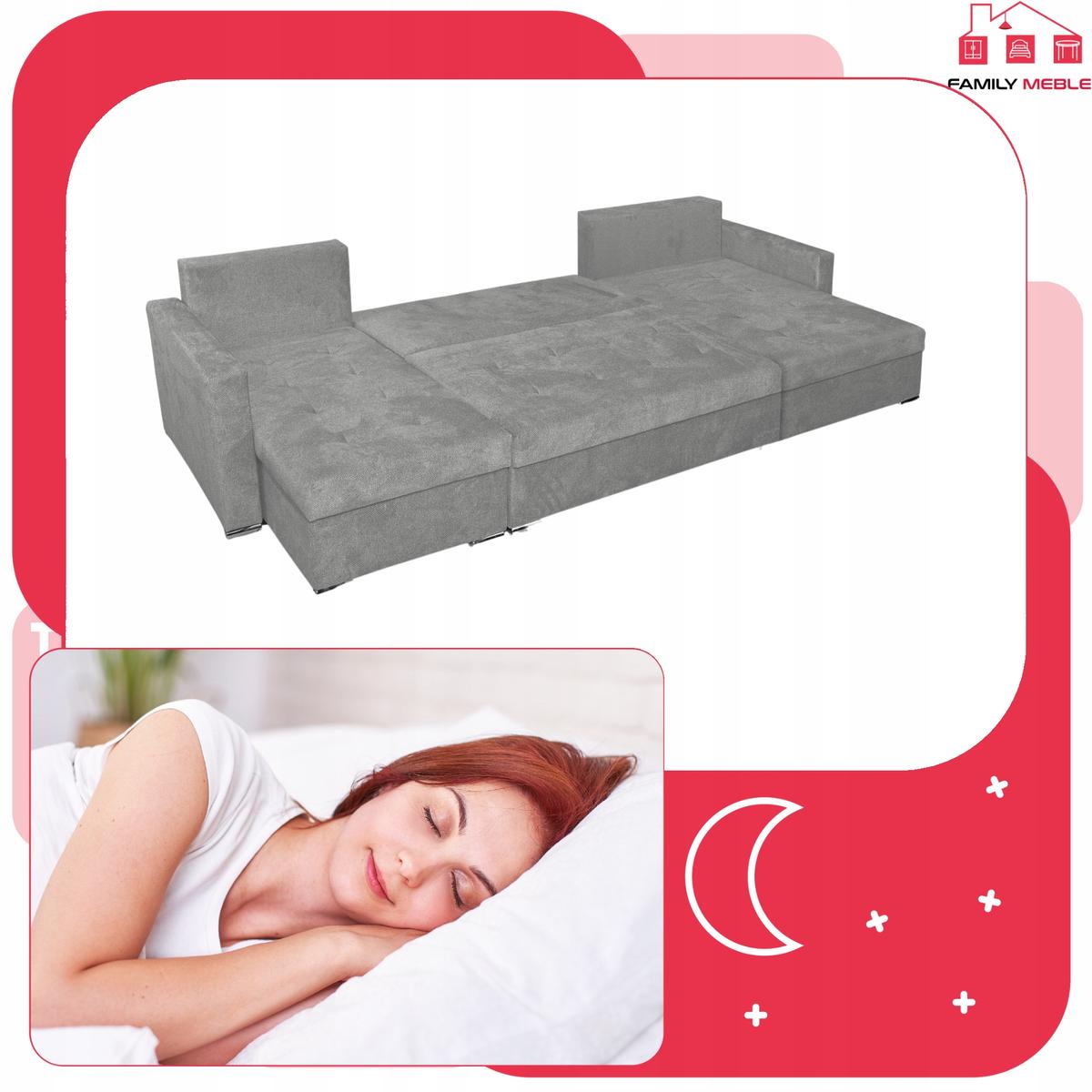 Narożnik Bella BIG 298x74x140 cm kształt U z funkcją spania i przechowywania Angel szary nr. 7