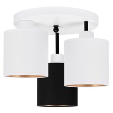 Lampa sufitowa 30 x 30 x 31 cm trzypunktowa gwint E27 biała z czarno-białymi abażurami do salonu - Miniaturka zdjęcia nr 3