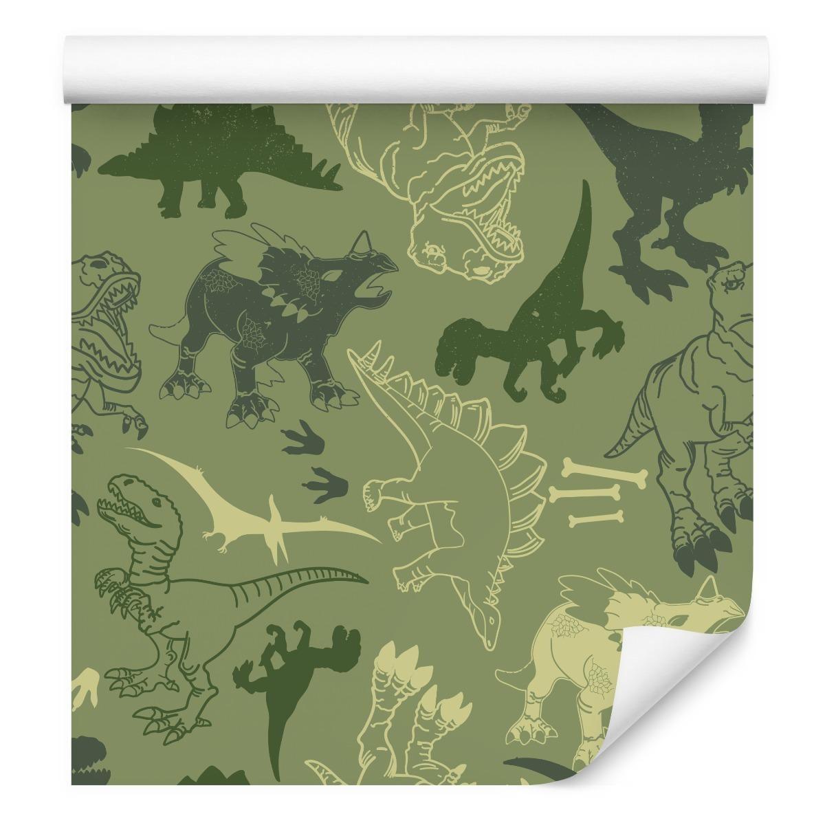 Tapeta do Pokoju Chłopca Abstrakcyjne Dinozaury 3D Dekoracja Ścienna Łatwa w Czyszczeniu
