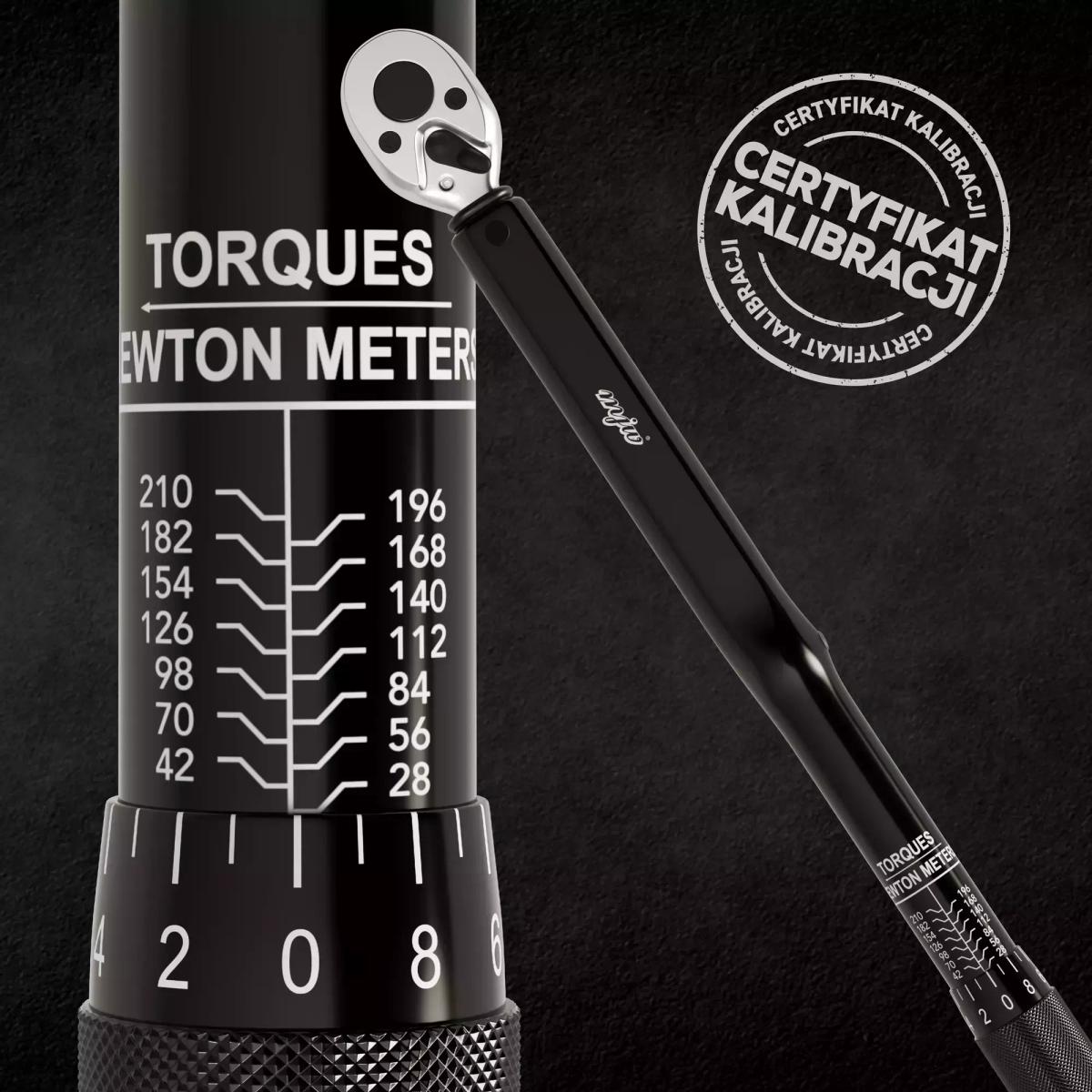 Klucz dynamometryczny 1/2" przedłurzacz miara 28-210 Nm czarny do garażu  nr. 1