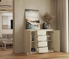 Komoda Malwa 97x120x40 cm do salonu sypialni kaszmir beż - Miniaturka zdjęcia nr 4