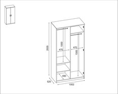 Szafa 2-drzwiowa z lustrem 100x200x53 cm do sypialni biała - Miniaturka zdjęcia nr 3