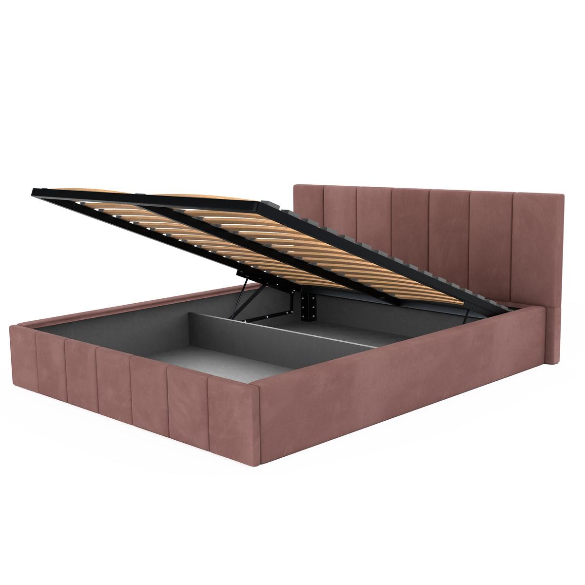 Łóżko tapicerowane 160x200 premium z pojemnikiem do sypialni brudny róż wezgłowie 107 cm nr. 11