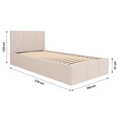 Łóżko Pojedyncze 90x200cm łóżko tapicerowane z pojemnikiem kremowe do sypialni wezgłowie 120 cm - Miniaturka zdjęcia nr 14