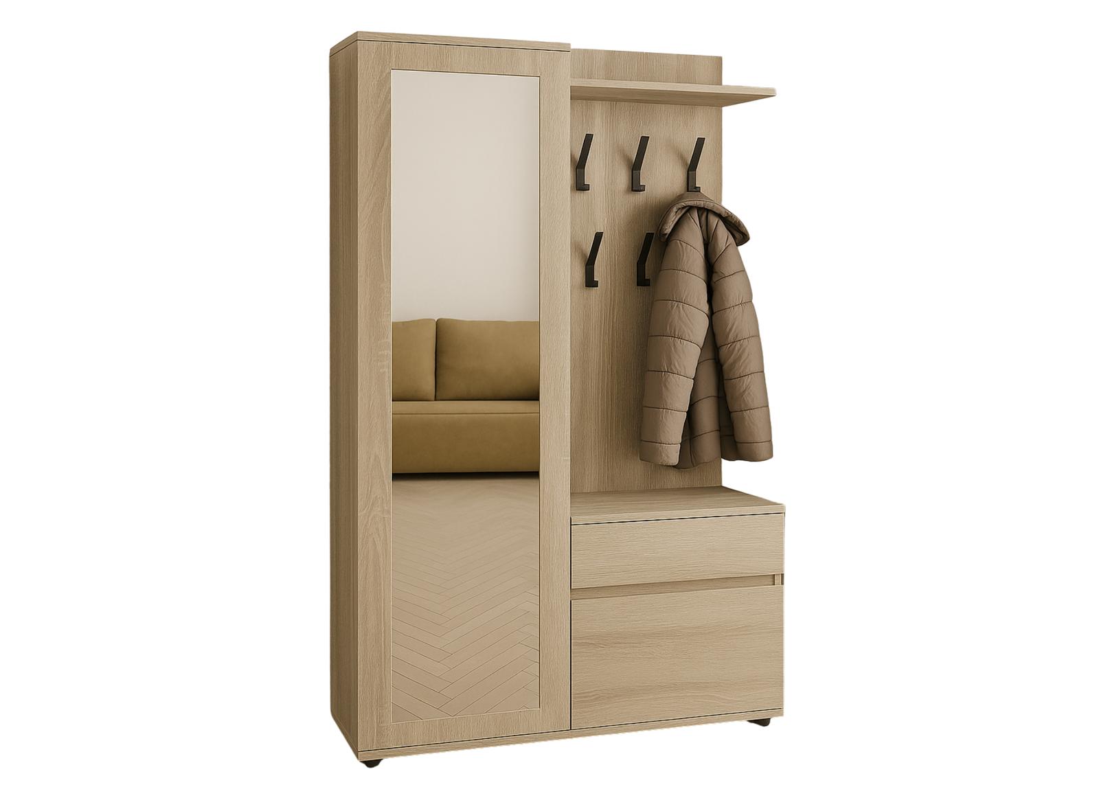 Garderoba do przedpokoju DUO 190x95x40 cm z lustrem wieszakami szafka na buty dąb sonoma  nr. 3