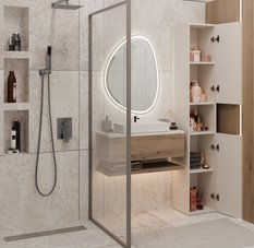 Szafka łazienkowa Nel 1 174x31x30 cm regał słupek kaszmir beż - Miniaturka zdjęcia nr 3