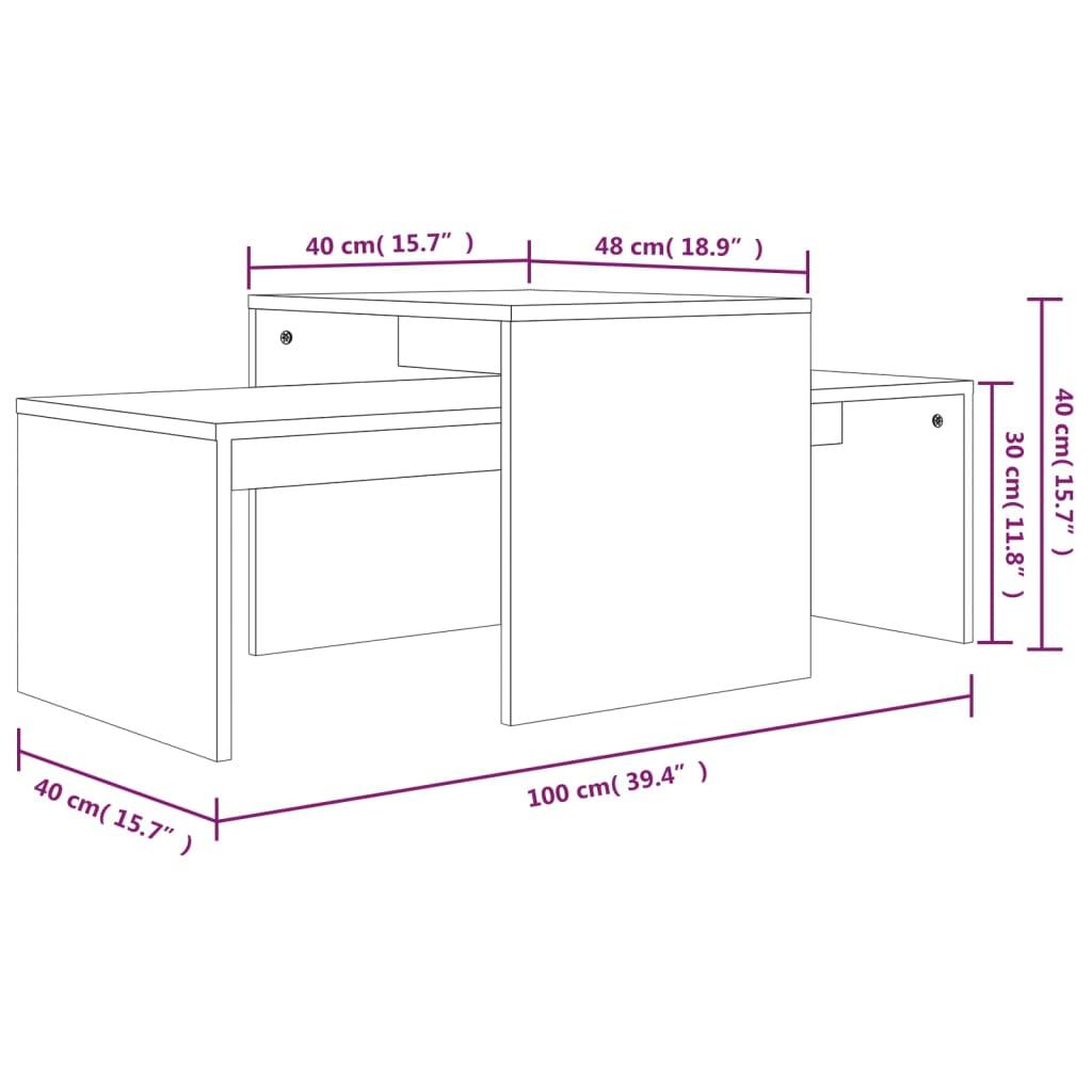 Stolik kawowy 100x48x40 cm z praktycznymi półkami przydymiony dąb do salonu nr. 7