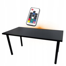 Biurko gamingowe 136x66x36 cm czarne stół komputerowy led do pokoju gracza