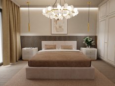 Łóżko tapicerowane do sypialni 180x200x120 cm podwójne z pojemnikiem modne kremowe - Miniaturka zdjęcia nr 6
