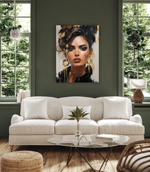 Obraz Złoty PORTRET Kobieca Twarz Styl Glamour Abstrakcja Do Salonu 80x120cm - Miniaturka zdjęcia nr 4