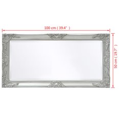  Lustro 100x50 cm do sypialni łazienki ścienne w stylu barokowym srebrne - Miniaturka zdjęcia nr 9