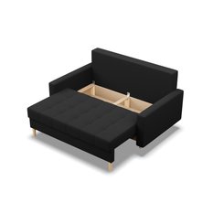 Sofa Elma 152x92x92 cm 2-osobowa skandynawska rozkładana z pojemnikiem sprężyna bonell  czarna - Miniaturka zdjęcia nr 5