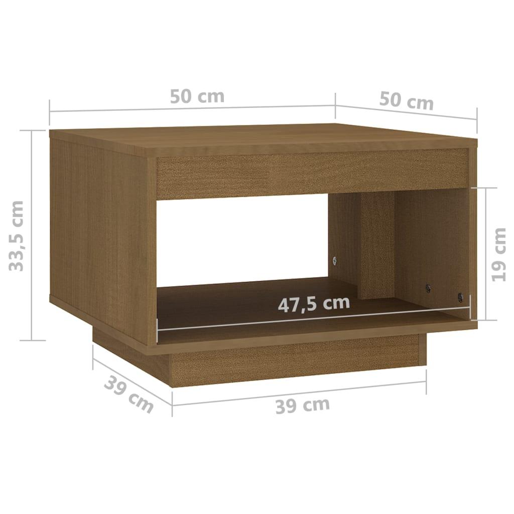 Stolik kawowy 50x50x33,5 cm z pojemną półką z litego drewna sosnowego miodowy brąz do salonu nr. 7