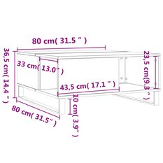 Stolik kawowy 80x80x36,5 cm z praktyczną półką biały do salonu - Miniaturka zdjęcia nr 9