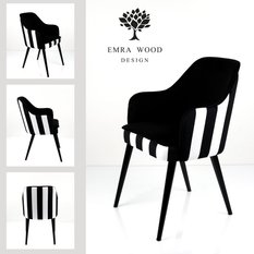 Krzesło tapicerowane KR-9 53x83x49 cm DELUXE Pasy Classic 01 do jadalni czarny