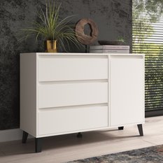 Komoda SCANDI  1D3S 110x78,5x39 cm z szufladami i szafką do pokoju i salonu biała - Miniaturka zdjęcia nr 4