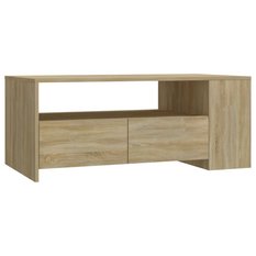 Stolik kawowy 102x55x42 cm z szufladami i półkami dąb sonoma do salonu - Miniaturka zdjęcia nr 4