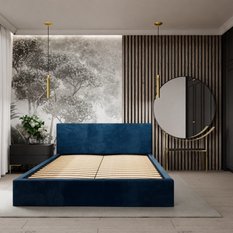 Łóżko tapicerowane do sypialni basic 120x200x88 cm granatowe - Miniaturka zdjęcia nr 3