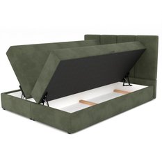 Łóżko kontynentalne 180x200x113 cm tapicerowane podwójne z materacem khaki - Miniaturka zdjęcia nr 12